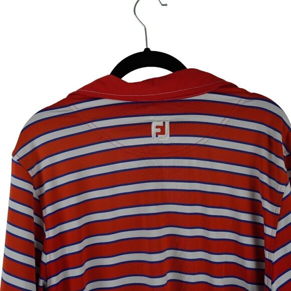 FootJoy FJ‎ Red Striped Golf Polo Shirt Athletic Fit Short Sleeve Sz M - Picture 9 of 11